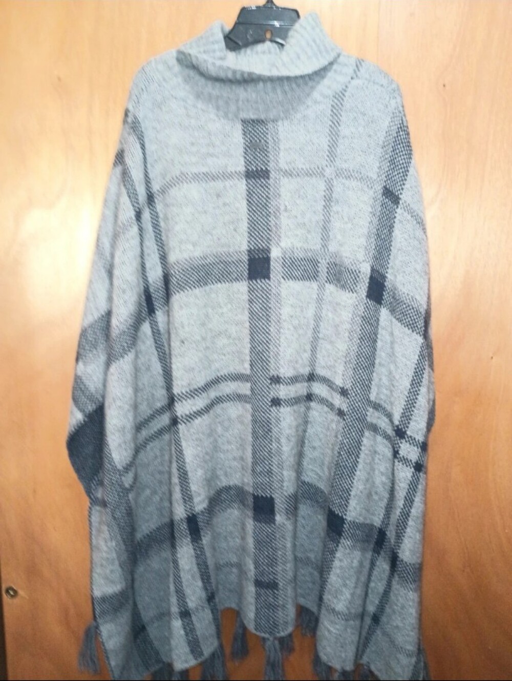 Barbour Gray Plaid Cape Sweater